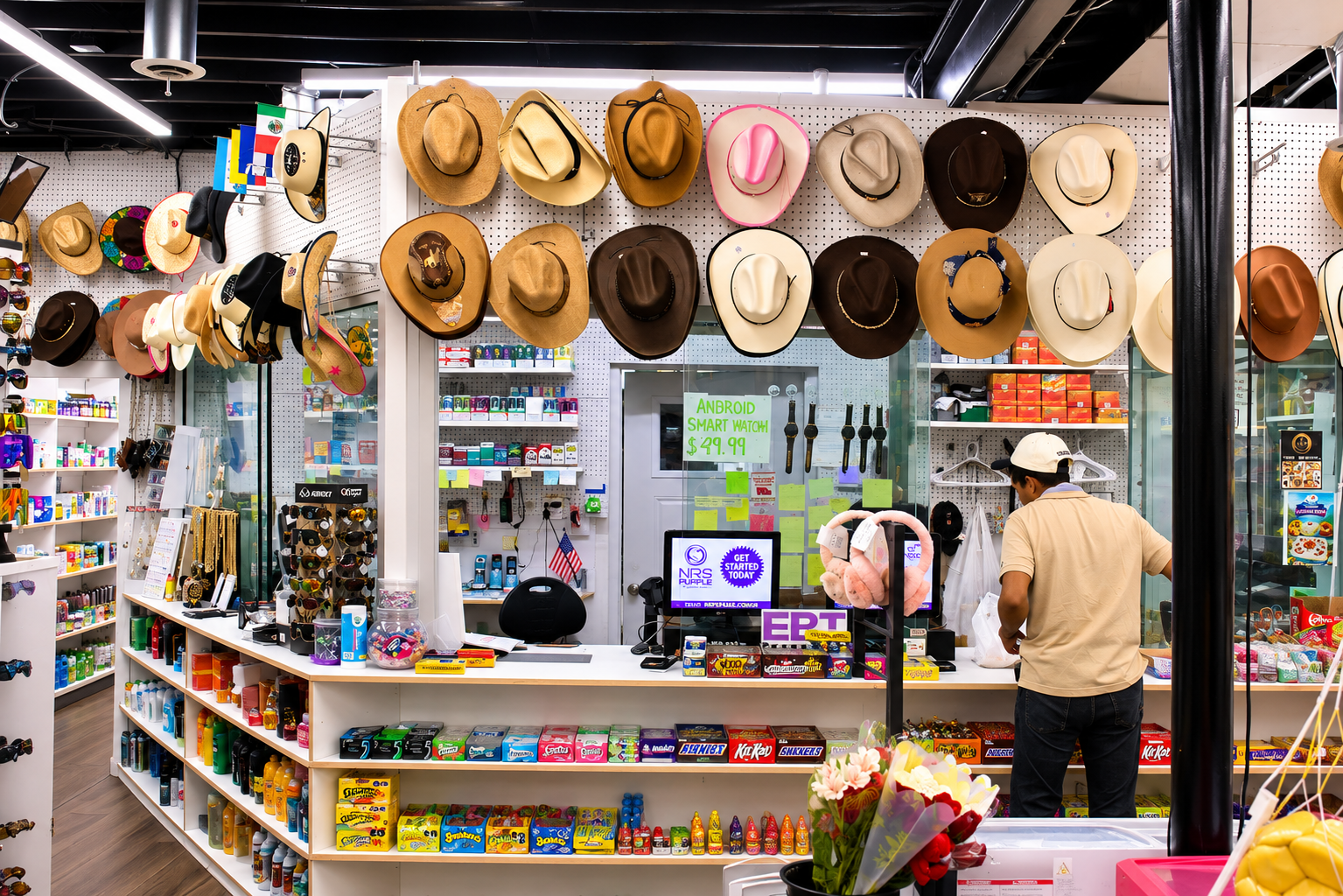 Vibrant Hat Shop Checkout Counter